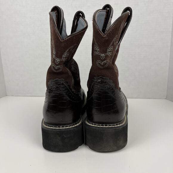 Ariat Fatbaby Saddle Cowboy Boots 8.5B Brown Cowgirl Western Rodeo Pull On 14830 - Picture 3 of 7